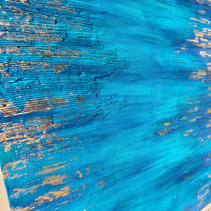 Blue Zone Acrylic painting with gold leaf