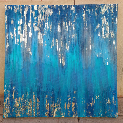 Blue Zone Acrylic painting with gold leaf