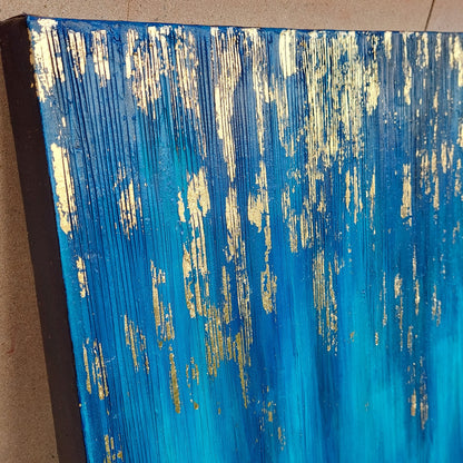 Blue Zone Acrylic painting with gold leaf