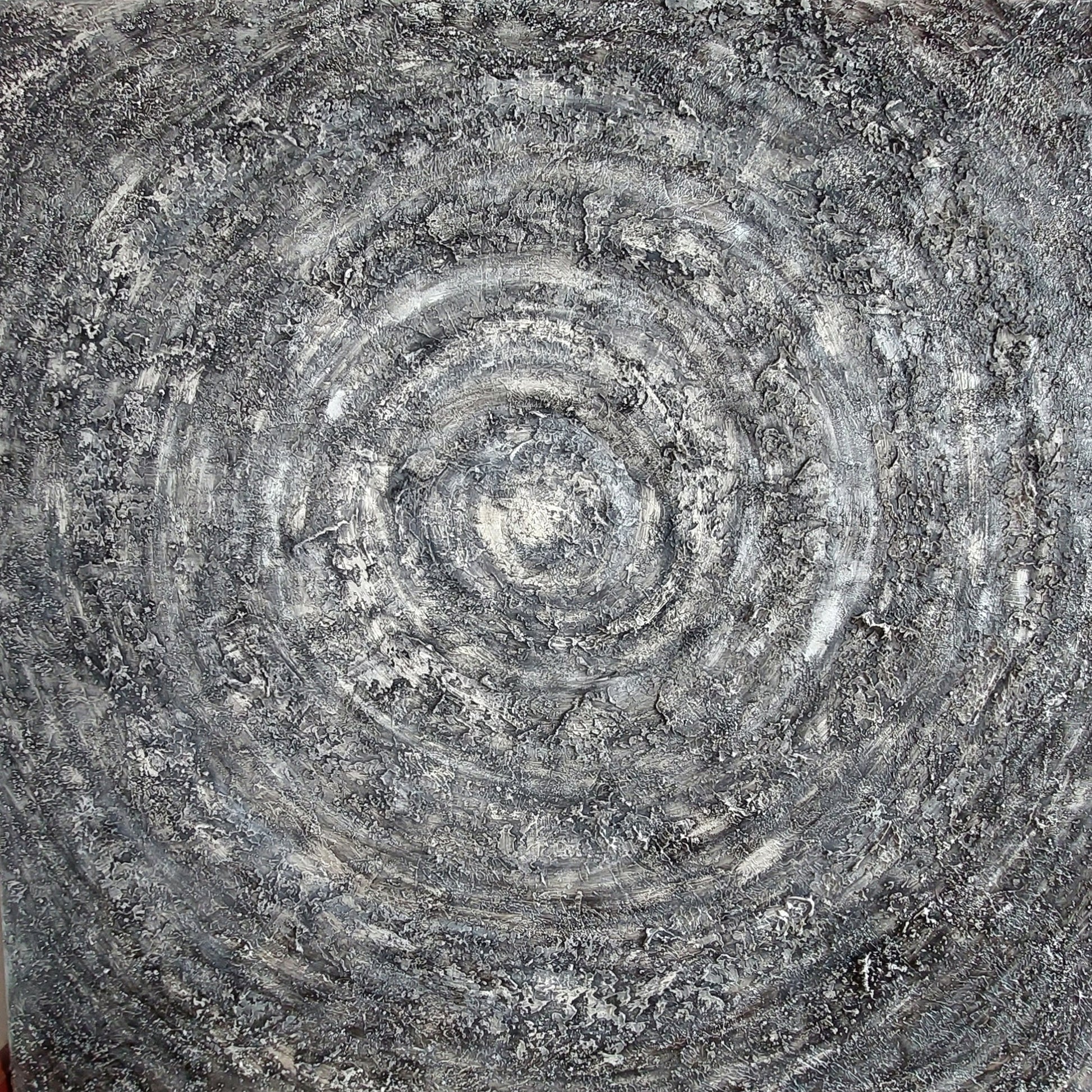 large textured canvas in grey and silver acrylic paint