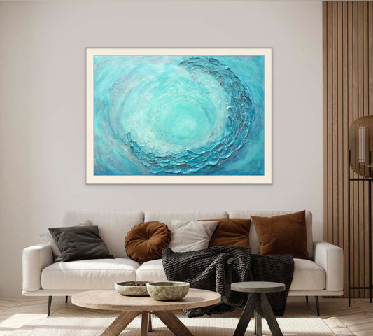 Twenty four 70x50cm blue and turquoise print