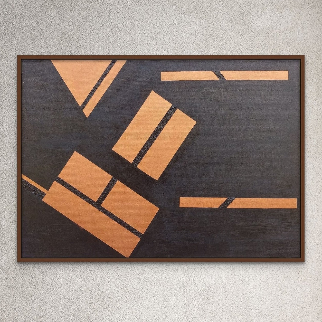 Copper and black canvas art 