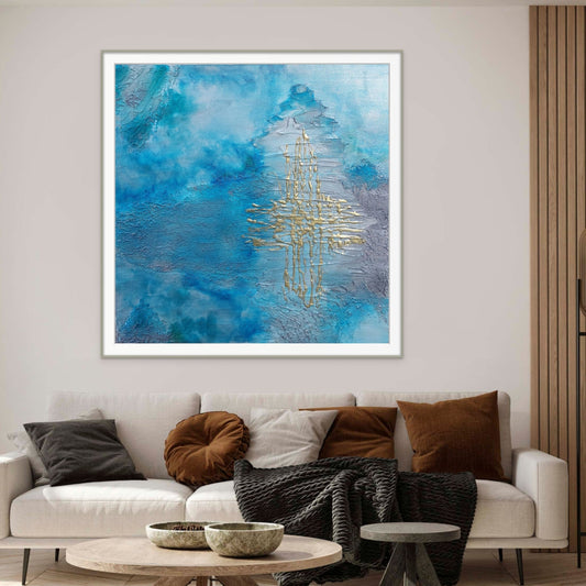 Not a Cross 50x50cm - Giclée Print Blue and Gold Acrylic print.