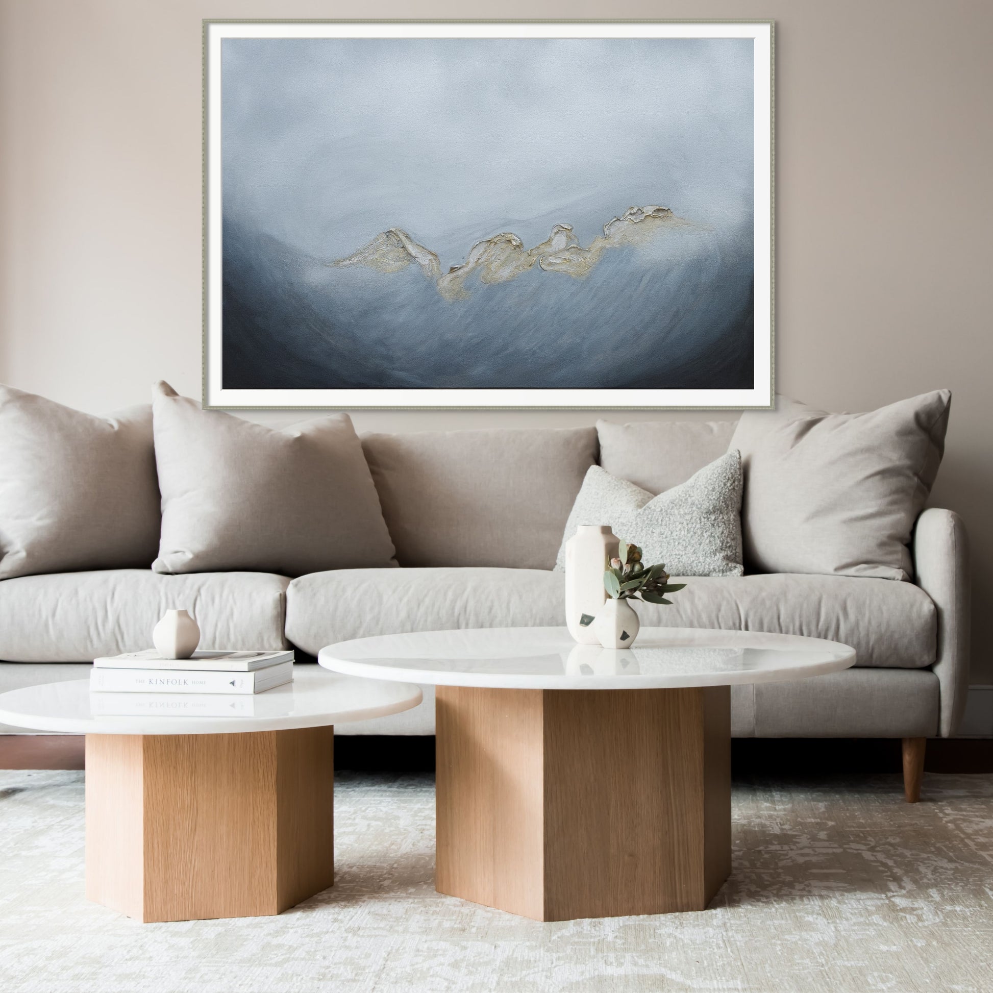 Dusk 75x50cm - Giclée Print Silver and gray abstract painting