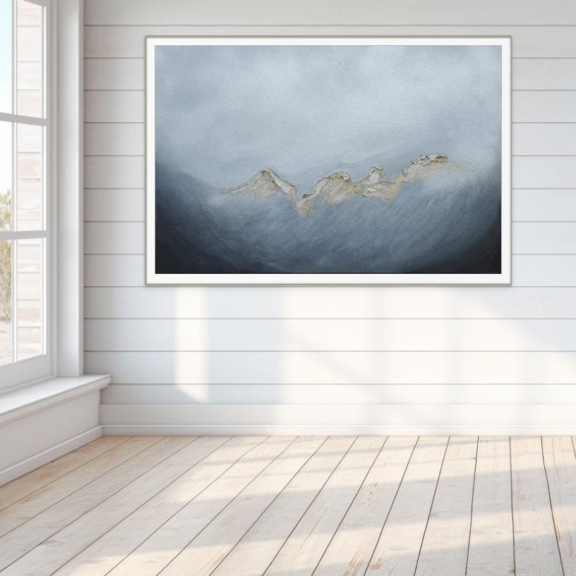 Dusk 75x50cm - Giclée Print Silver and gray abstract painting