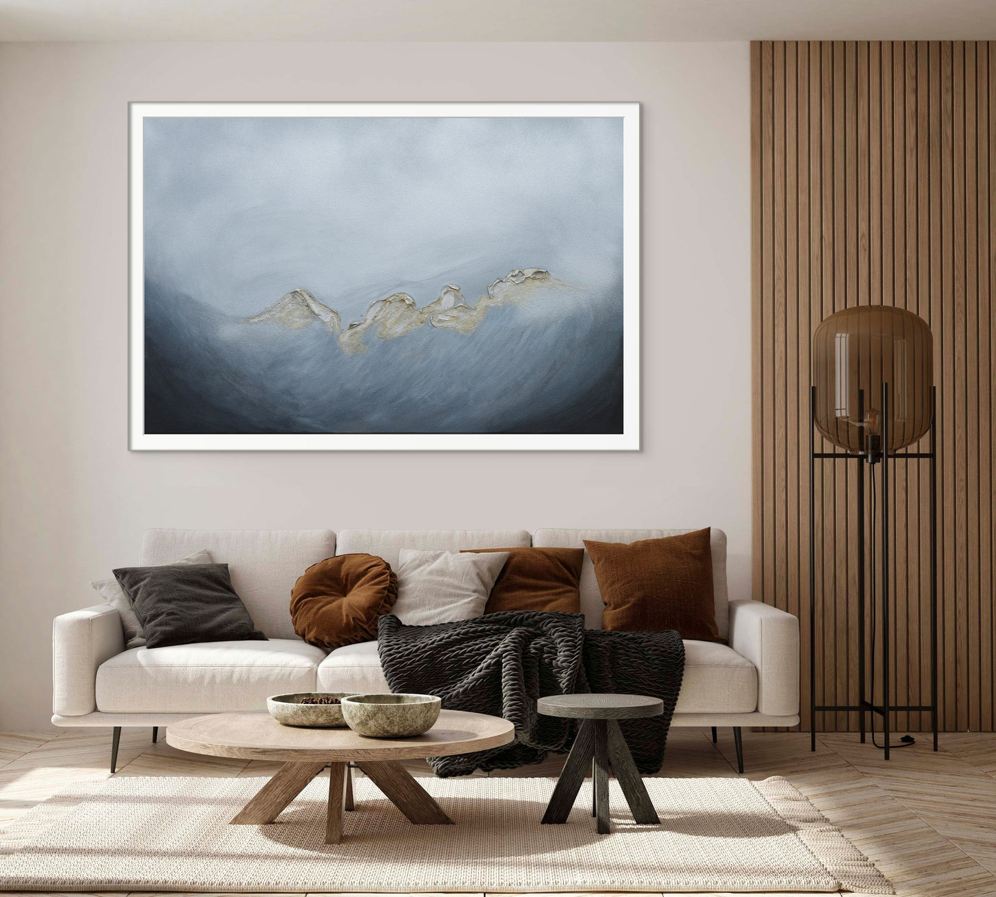 Dusk 75x50cm - Giclée Print Silver and gray abstract painting