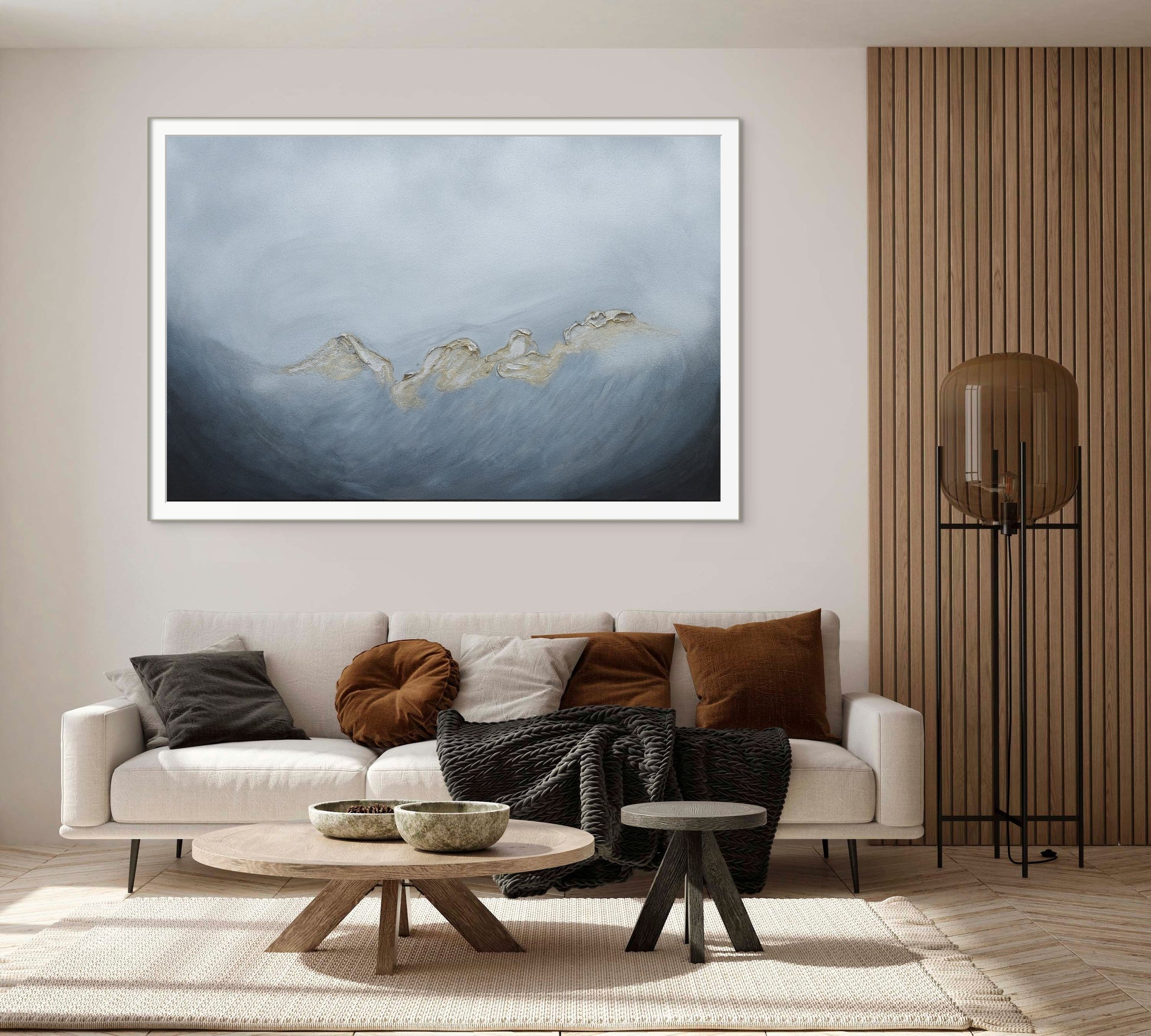 Dusk 75x50cm - Giclée Print Silver and gray abstract painting