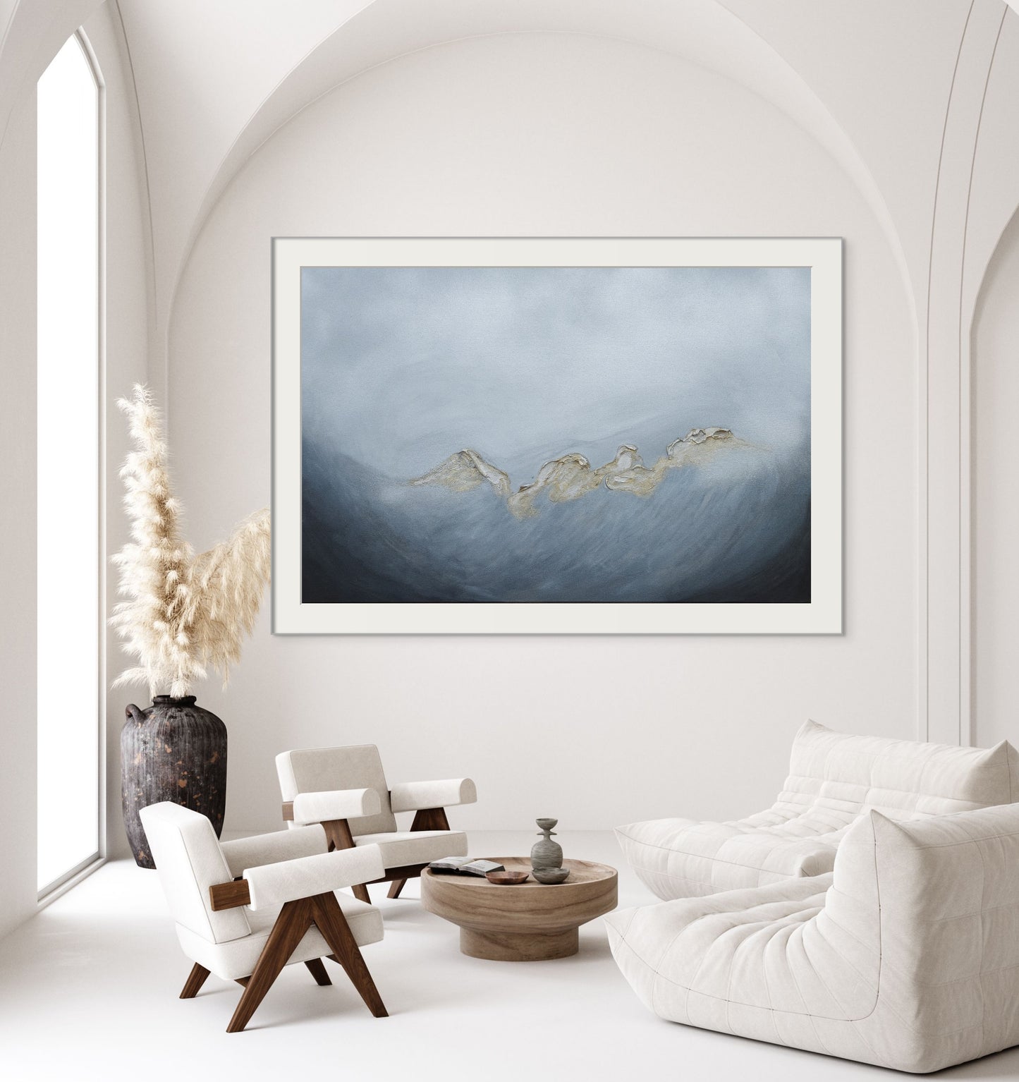 Dusk 75x50cm - Giclée Print Silver and gray abstract painting