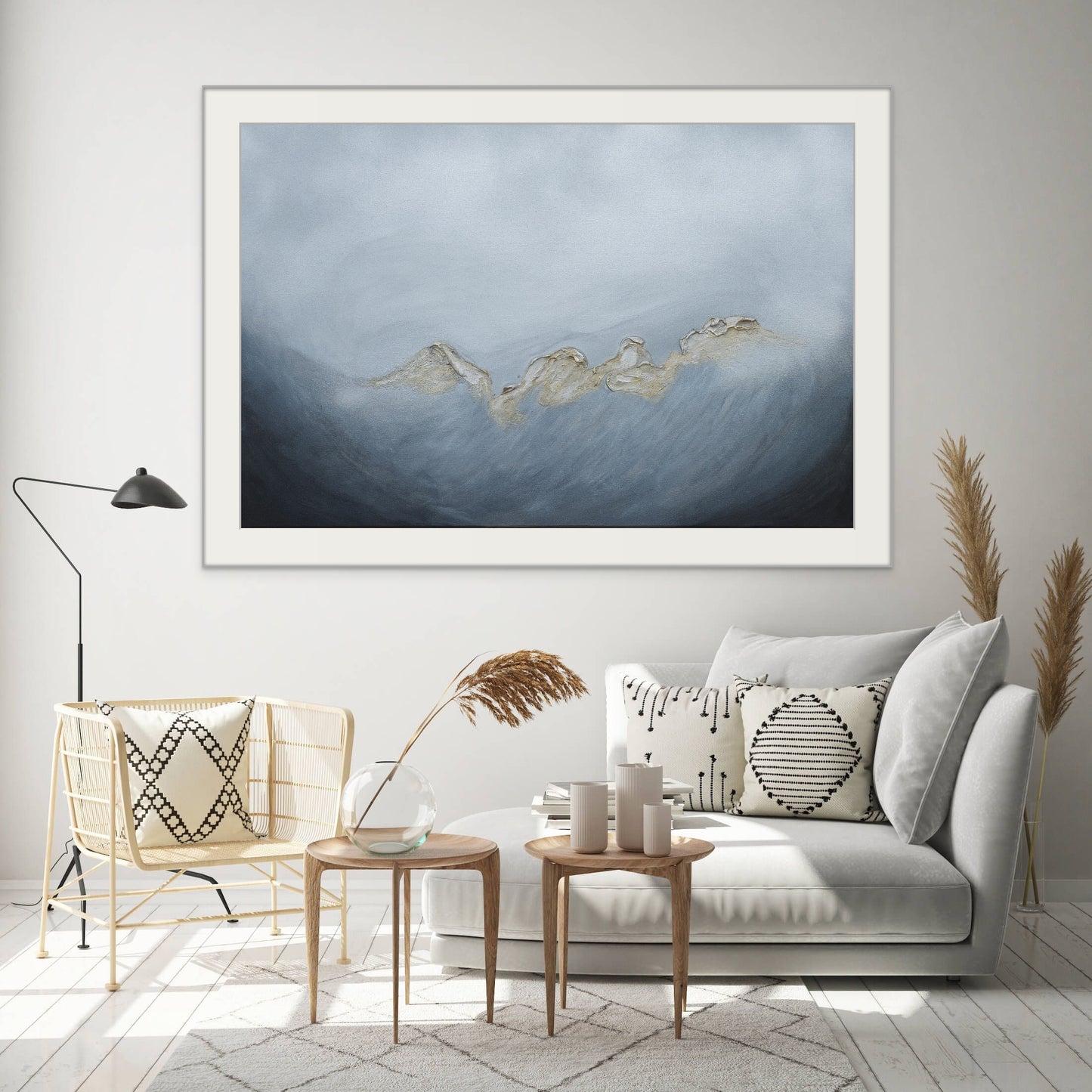 Dusk 75x50cm - Giclée Print Silver and gray abstract painting