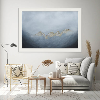 Dusk 75x50cm - Giclée Print Silver and gray abstract painting