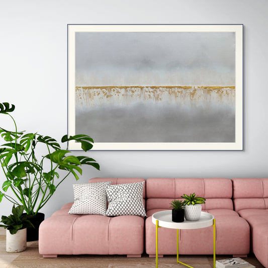 Falling through the cracks 70x50cm - Giclée Print Gray and Gold abstract image