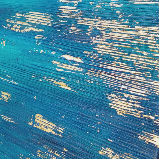 Video of Blue Zone Acrylic painting with gold leaf