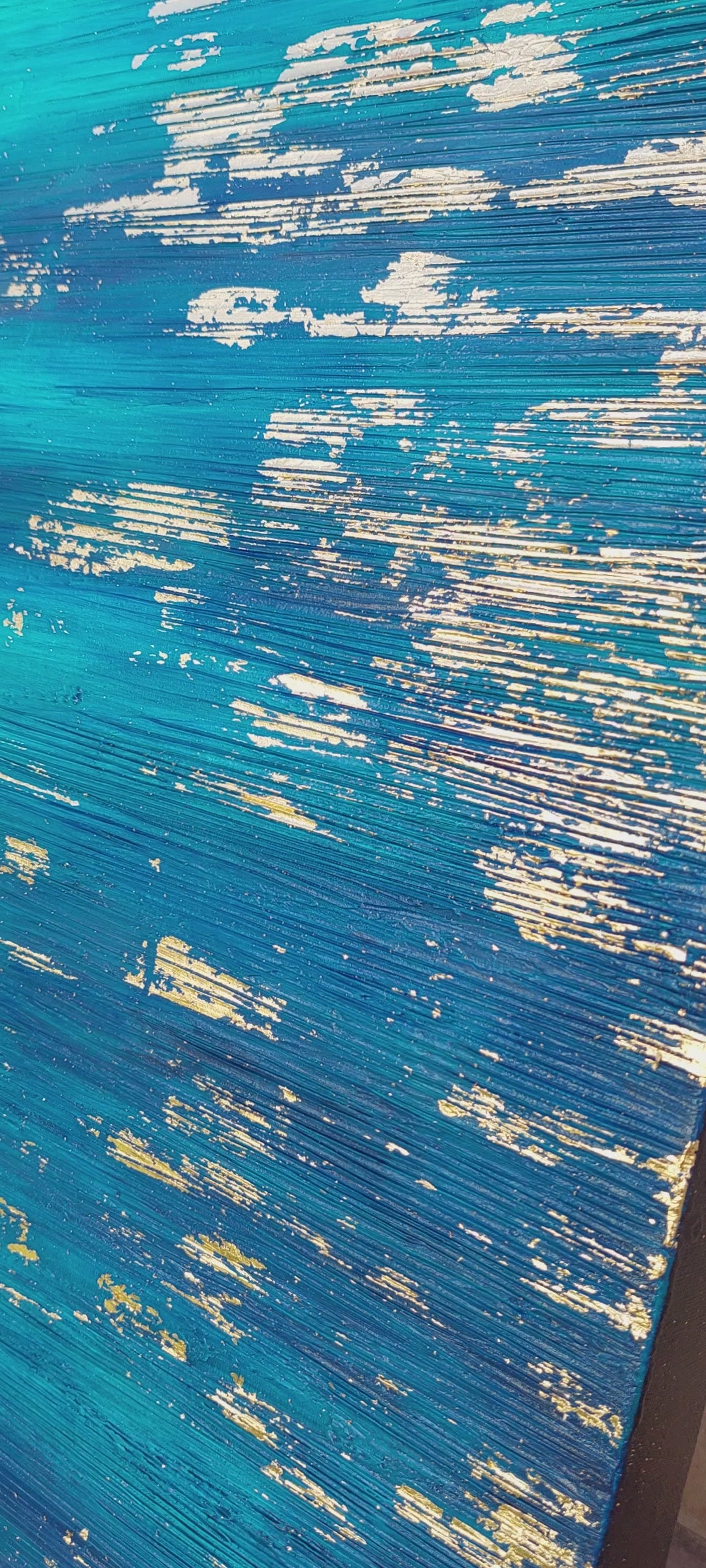 Video of Blue Zone Acrylic painting with gold leaf