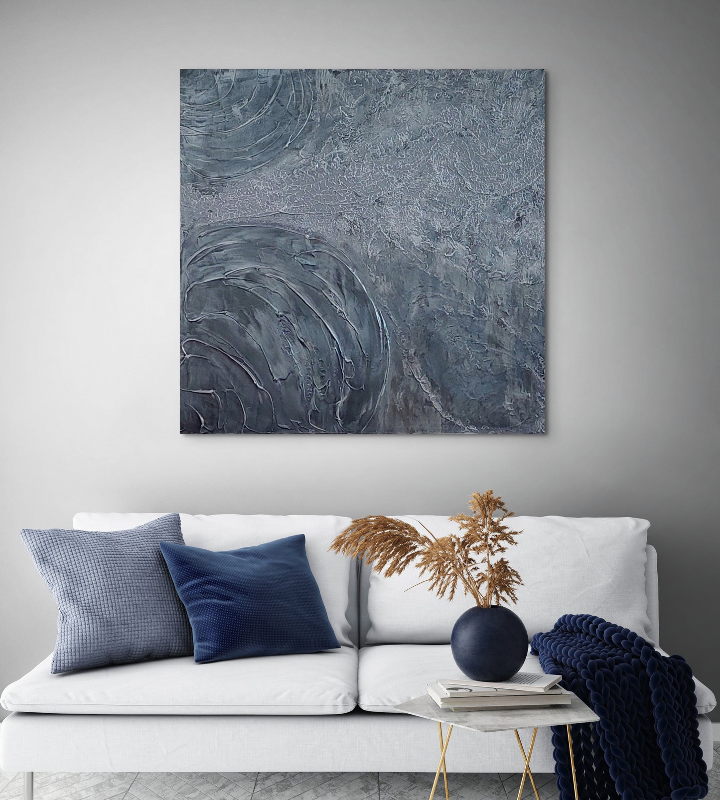 Grey and black textured canvas art