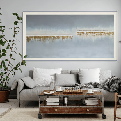 Ships in the Night 100x50cm - Giclée Print grey and gold abstract image