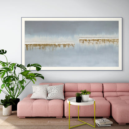 Ships in the Night 100x50cm - Giclée Print grey and gold abstract image