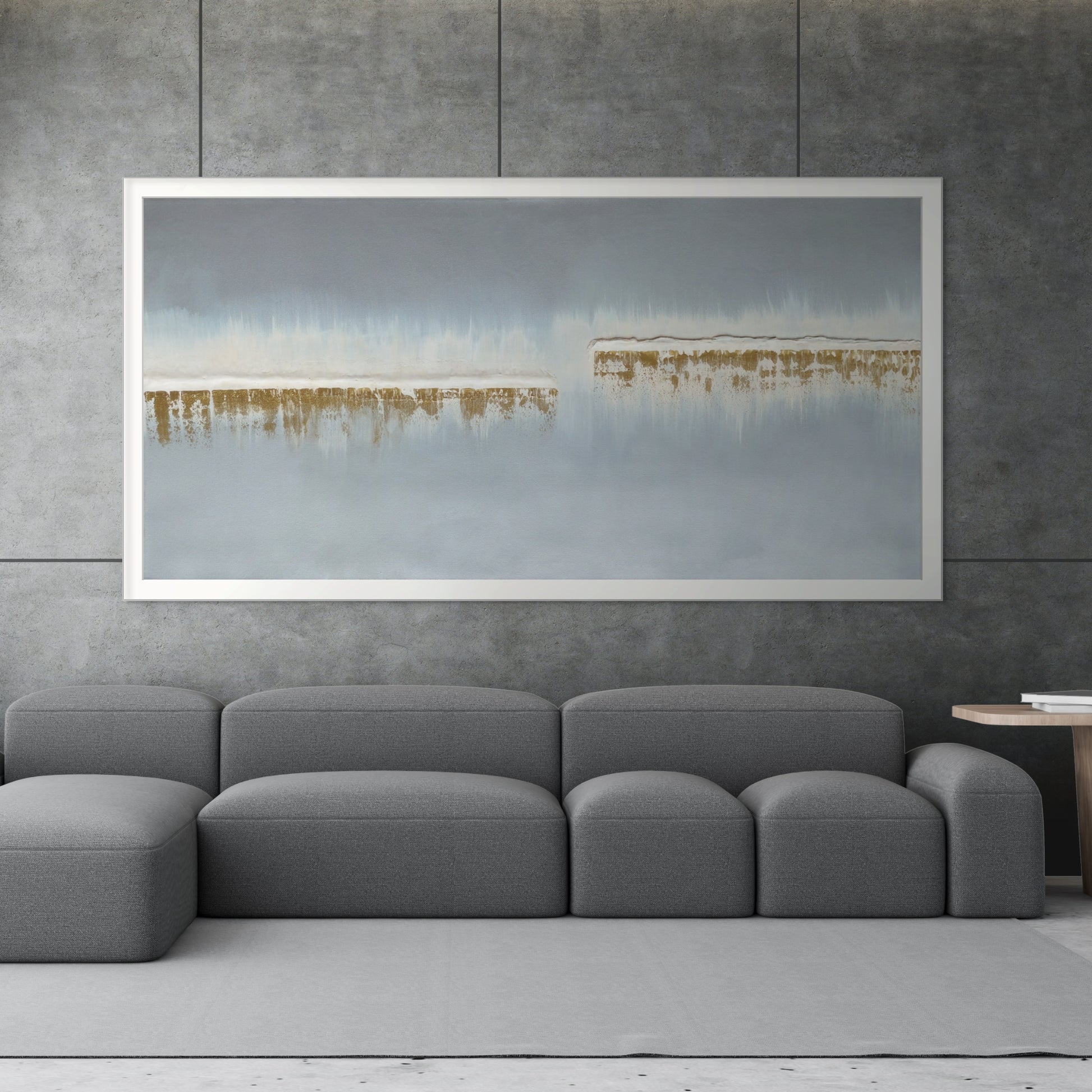 Ships in the Night 100x50cm - Giclée Print grey and gold abstract image