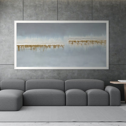 Ships in the Night 100x50cm - Giclée Print grey and gold abstract image