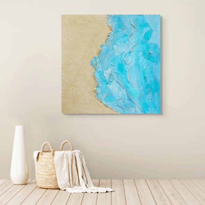 blue & gold textured canvas art