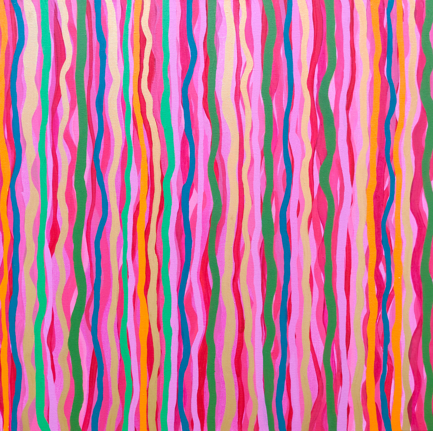 Red, blue, yellow and pink abstract stripes fine art print, Stripes