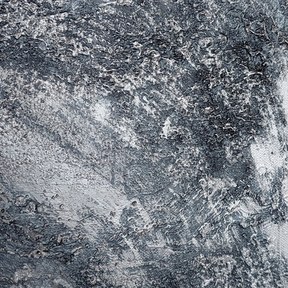 Close up detail of silver & grey textured painting.