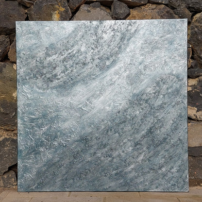 Grey, silver and black heavily textured canvas artwork