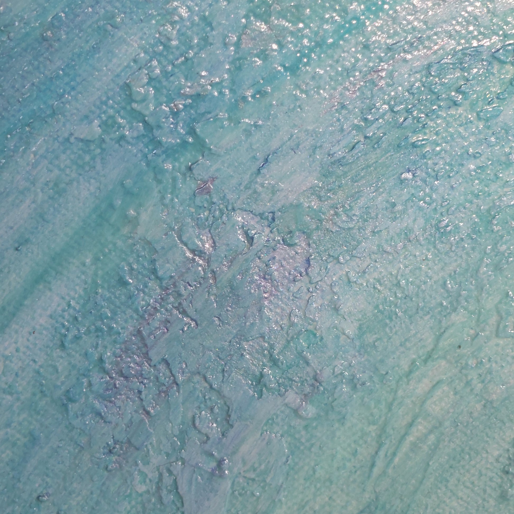 Close up detail Turquoise and blue seascape acrylic painting