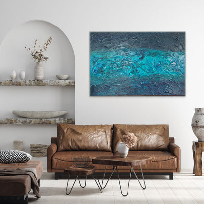 Textured Ocean Painting | Waves Artwork | Home Wall Art | Acrylic Sea Painting | Office Decor | Modern Coastal Art | Abstract Seascape Art