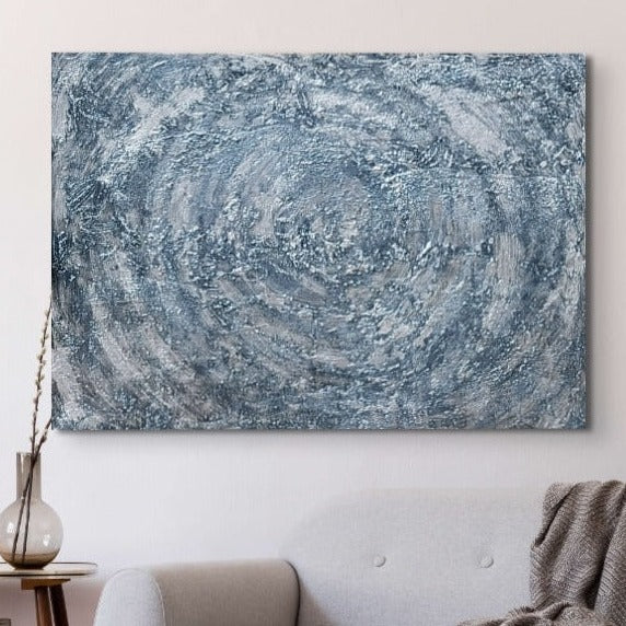 Black, grey & silver acrylic painting, swirling textures