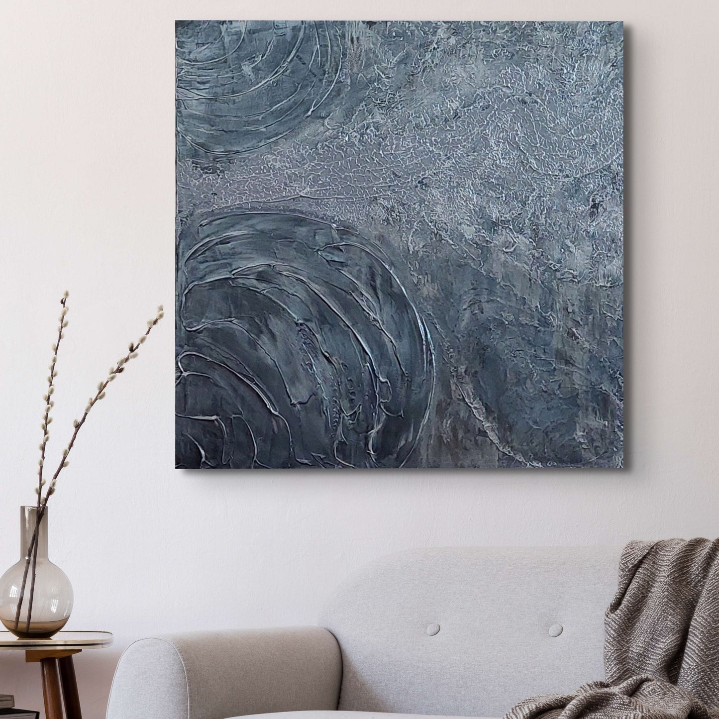 Grey and black textured canvas art